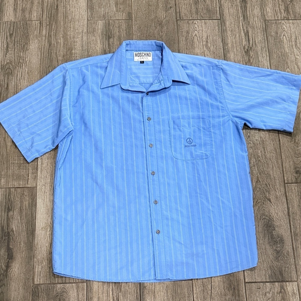 Moschino Italy Men’s Light Blue Casual Button Down Shirt